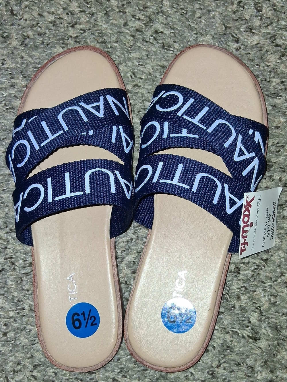 Nautica Navy and Beige Slide Sandals
